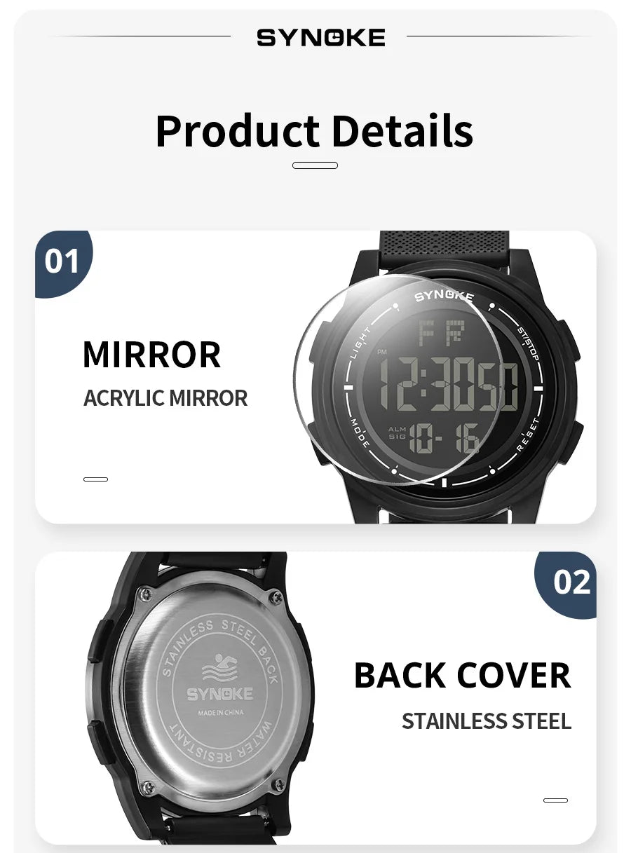 Digital Watch Waterproof with Stopwatch Alarm Ultra - Thin Super Wide - Angle Display Digital Wrist Watches For Men Women - Checkouts USA