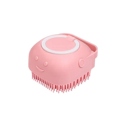 Dog Bathing Brush Pet Massage Brush Shampoo Dispenser Soft Silicone Brush Rubber Bristle for Dogs and Cats Shower Grooming Tool - Checkouts UK
