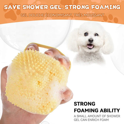 Dog Bathing Brush Pet Massage Brush Shampoo Dispenser Soft Silicone Brush Rubber Bristle for Dogs and Cats Shower Grooming Tool - Checkouts UK