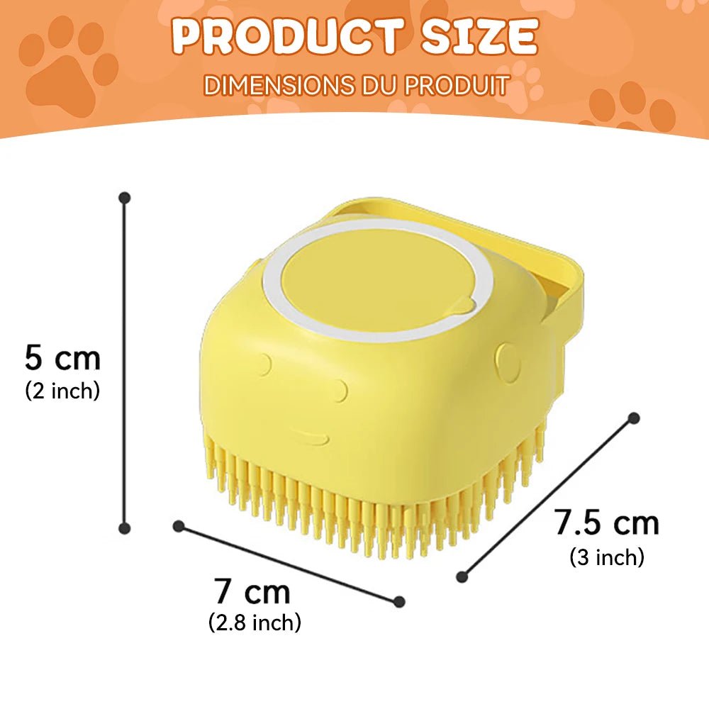 Dog Bathing Brush Pet Massage Brush Shampoo Dispenser Soft Silicone Brush Rubber Bristle for Dogs and Cats Shower Grooming Tool - Checkouts UK