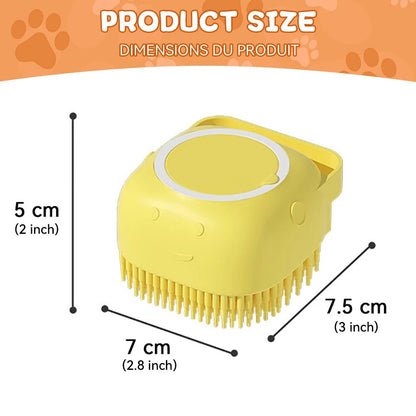 Dog Bathing Brush Pet Massage Brush Shampoo Dispenser Soft Silicone Brush Rubber Bristle for Dogs and Cats Shower Grooming Tool - Checkouts UK