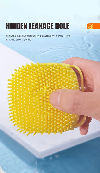 Dog Bathing Brush Pet Massage Brush Shampoo Dispenser Soft Silicone Brush Rubber Bristle for Dogs and Cats Shower Grooming Tool - Checkouts UK