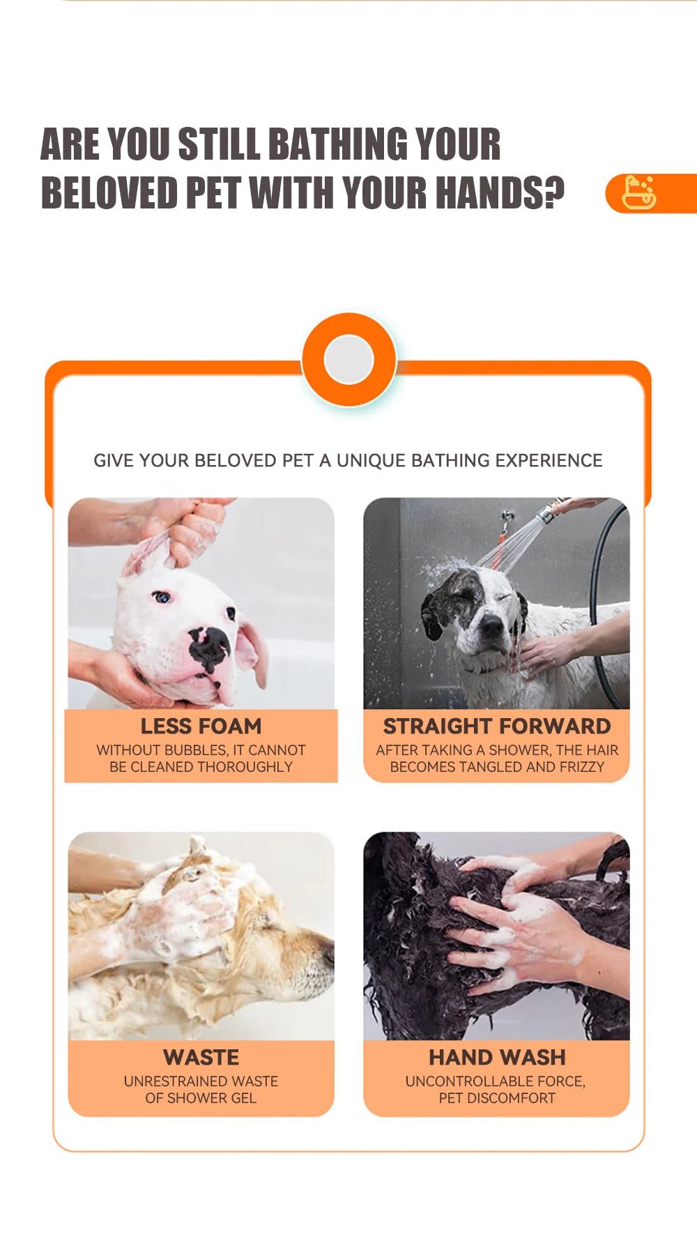 Dog Bathing Brush Pet Massage Brush Shampoo Dispenser Soft Silicone Brush Rubber Bristle for Dogs and Cats Shower Grooming Tool - Checkouts UK