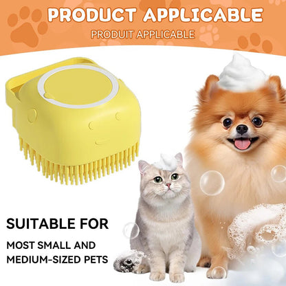 Dog Bathing Brush Pet Massage Brush Shampoo Dispenser Soft Silicone Brush Rubber Bristle for Dogs and Cats Shower Grooming Tool - Checkouts UK