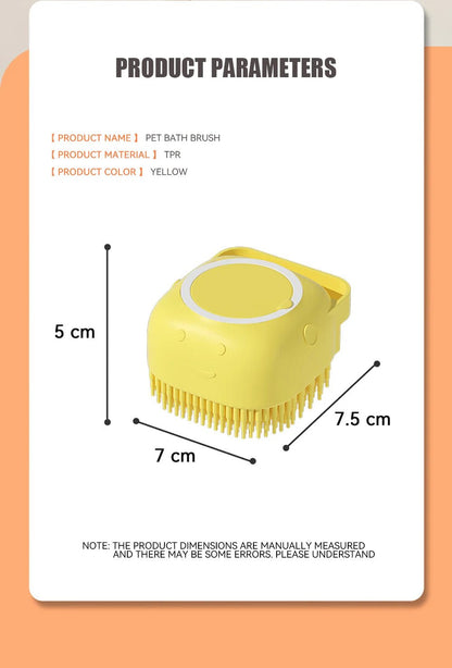 Dog Bathing Brush Pet Massage Brush Shampoo Dispenser Soft Silicone Brush Rubber Bristle for Dogs and Cats Shower Grooming Tool - Checkouts UK