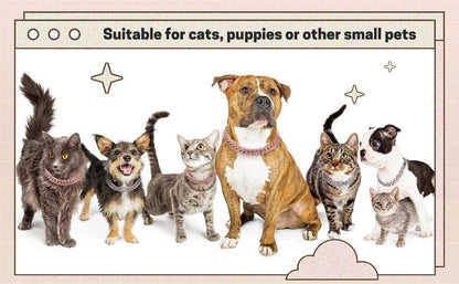 Dog Chain Collar Diamond Cuban Link Necklace Metal Cat Chain Pet Crystal Collar Jewelry Accessories for Dogs Cats - Furbury