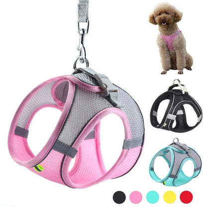 Dog Harness Leash Set for Small Dogs Adjustable Puppy Cat Harness Vest French Bulldog Chihuahua Pug Outdoor Walking Lead Leash - Furbury