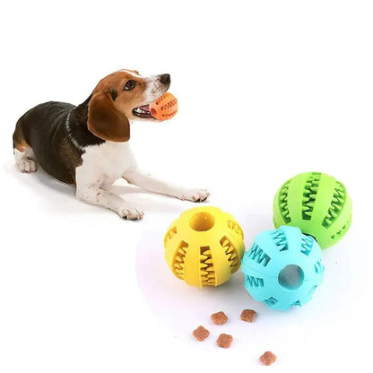 Dog Toy Ball, Nontoxic Bite Resistant Toy Ball for Pet Dogs Puppy Cat, Dog Pet Food Treat Feeder Chew Tooth Cleaning Ball - Checkouts UK