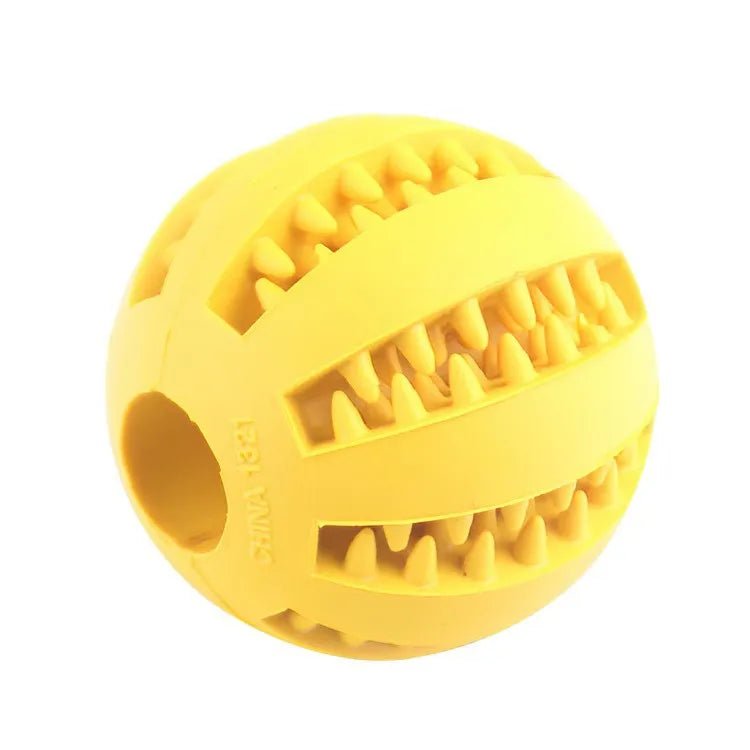 Dog Toy Ball, Nontoxic Bite Resistant Toy Ball for Pet Dogs Puppy Cat, Dog Pet Food Treat Feeder Chew Tooth Cleaning Ball - Checkouts UK
