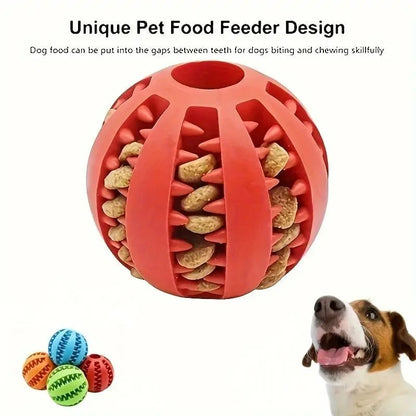 Dog Toy Ball, Nontoxic Bite Resistant Toy Ball for Pet Dogs Puppy Cat, Dog Pet Food Treat Feeder Chew Tooth Cleaning Ball - Checkouts UK