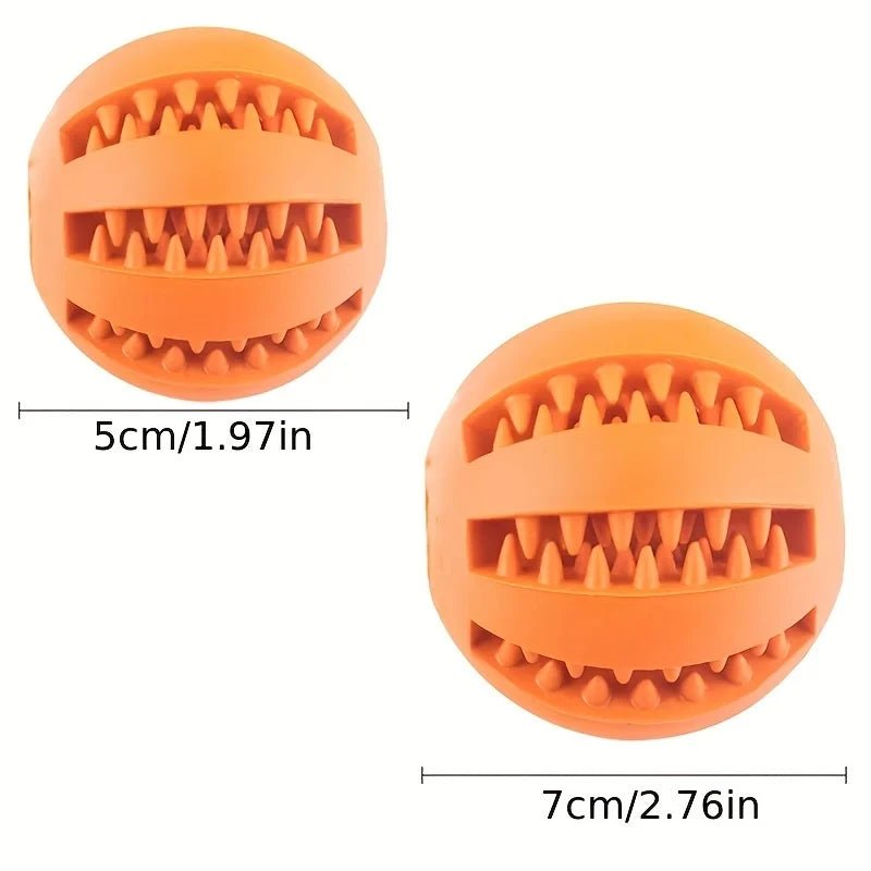 Dog Toy Ball, Nontoxic Bite Resistant Toy Ball for Pet Dogs Puppy Cat, Dog Pet Food Treat Feeder Chew Tooth Cleaning Ball - Checkouts UK
