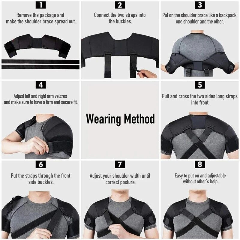 Double Shoulder Brace Support Belt Adjustable Pressurized Breathable Protective Shoulder Strap for Back Pain Relief - Checkouts USA