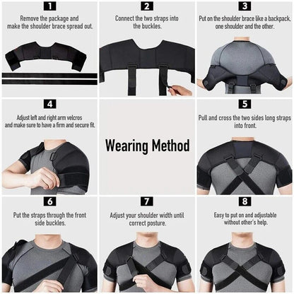 Double Shoulder Brace Support Belt Adjustable Pressurized Breathable Protective Shoulder Strap for Back Pain Relief - Checkouts USA