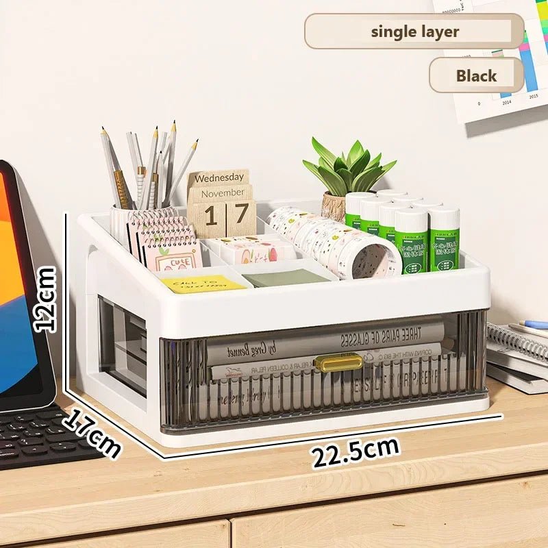 Drawer Storage Desk Organizer Stationery Transparent Office Supplies Organizers Accessories Box Plastic Organizing Boxes School - Checkouts USA