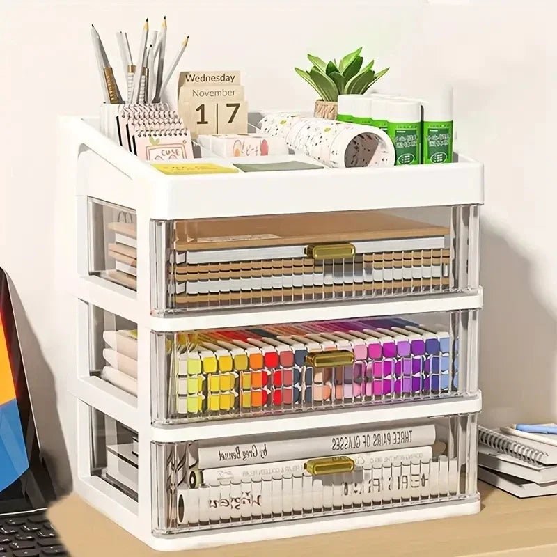Drawer Storage Desk Organizer Stationery Transparent Office Supplies Organizers Accessories Box Plastic Organizing Boxes School - Checkouts USA