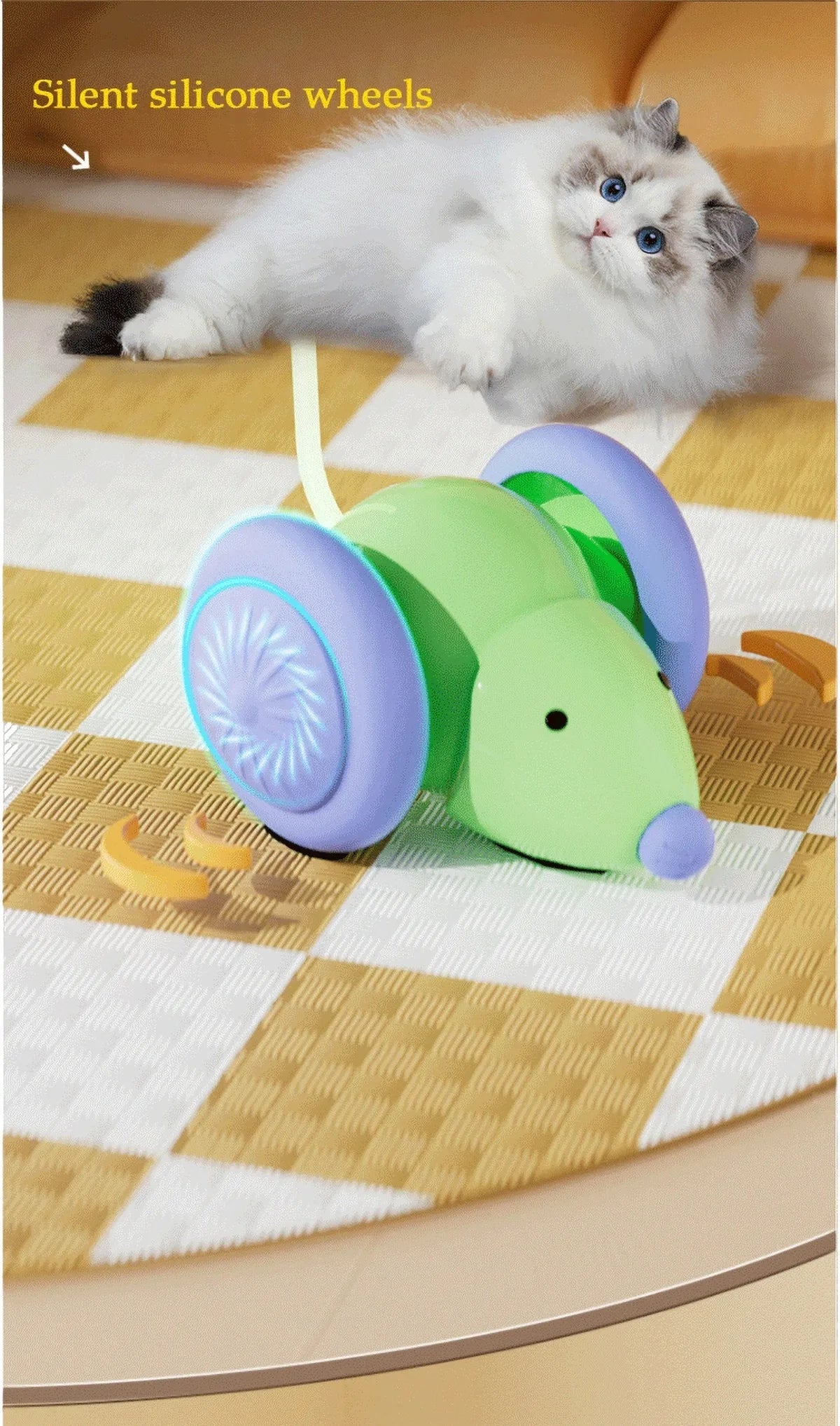 Electric Mouse Car Pet toys Interactive Cat Toy Rechargeable Automatic Teaser with Intelligent Obstacle Avoidance Pet Products - Checkouts UK