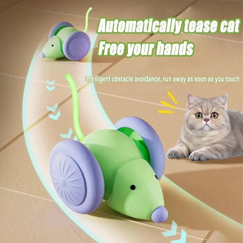 Electric Mouse Car Pet toys Interactive Cat Toy Rechargeable Automatic Teaser with Intelligent Obstacle Avoidance Pet Products - Checkouts UK