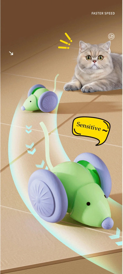 Electric Mouse Car Pet toys Interactive Cat Toy Rechargeable Automatic Teaser with Intelligent Obstacle Avoidance Pet Products - Checkouts UK