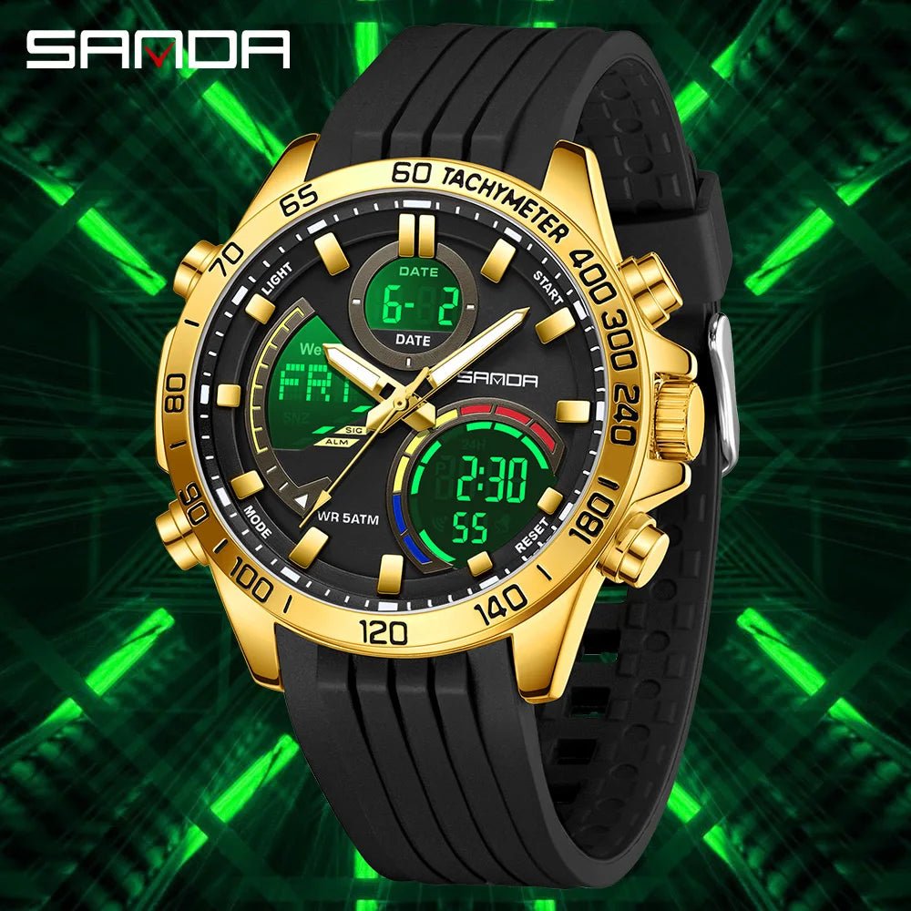 Electronic Cool Watch Waterproof Alarm Clock Multi functional Steel Band Men's Fashion Trend Watch - Checkouts USA