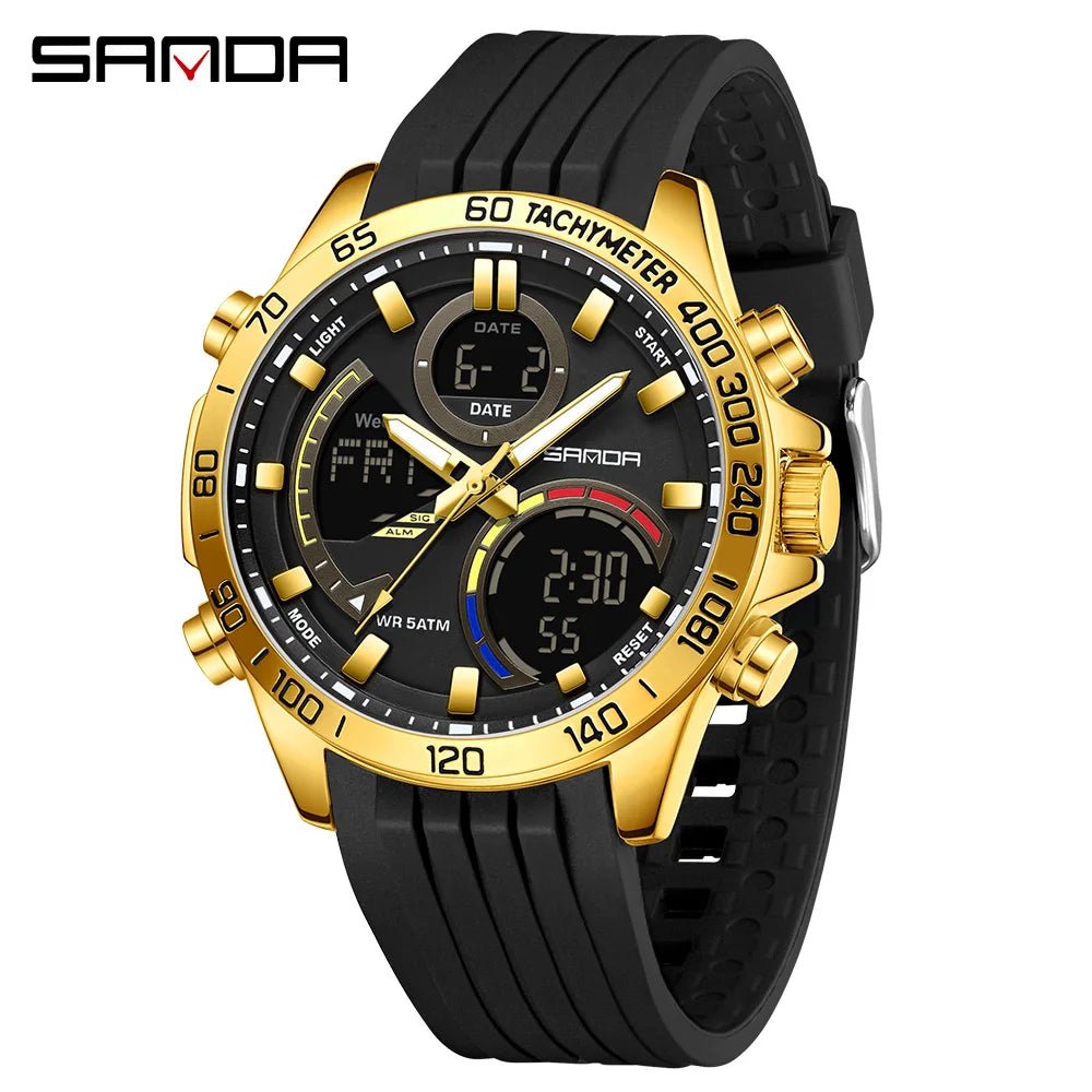 Electronic Cool Watch Waterproof Alarm Clock Multi functional Steel Band Men's Fashion Trend Watch - Checkouts USA