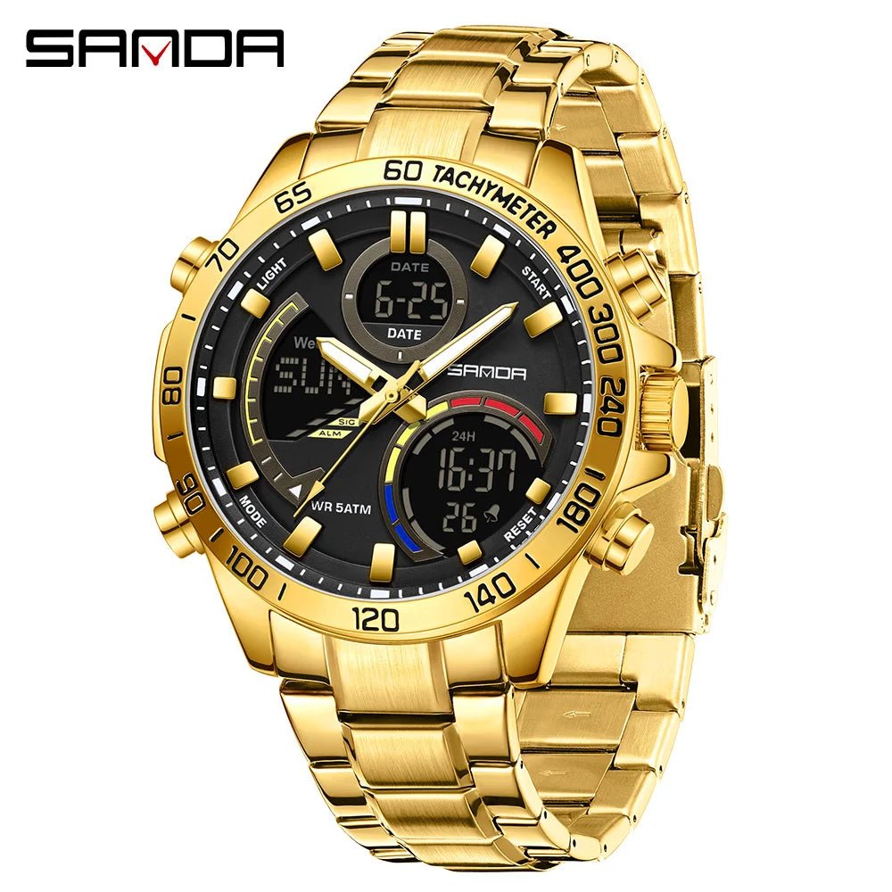 Electronic Cool Watch Waterproof Alarm Clock Multi functional Steel Band Men's Fashion Trend Watch - Checkouts USA