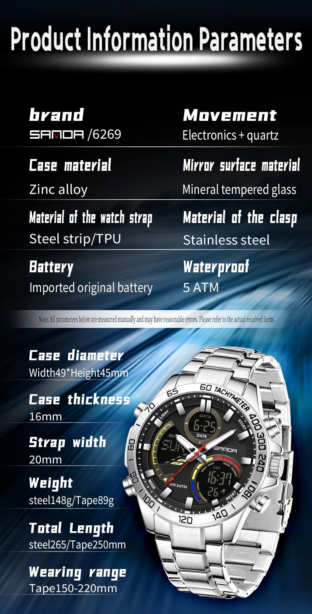 Electronic Cool Watch Waterproof Alarm Clock Multi functional Steel Band Men's Fashion Trend Watch - Checkouts USA