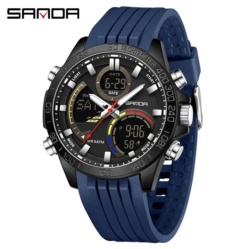 Electronic Cool Watch Waterproof Alarm Clock Multi functional Steel Band Men's Fashion Trend Watch - Checkouts USA