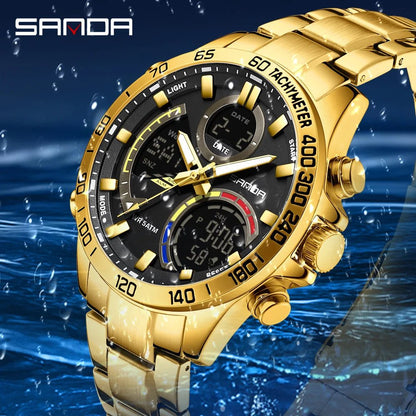 Electronic Cool Watch Waterproof Alarm Clock Multi functional Steel Band Men's Fashion Trend Watch - Checkouts USA