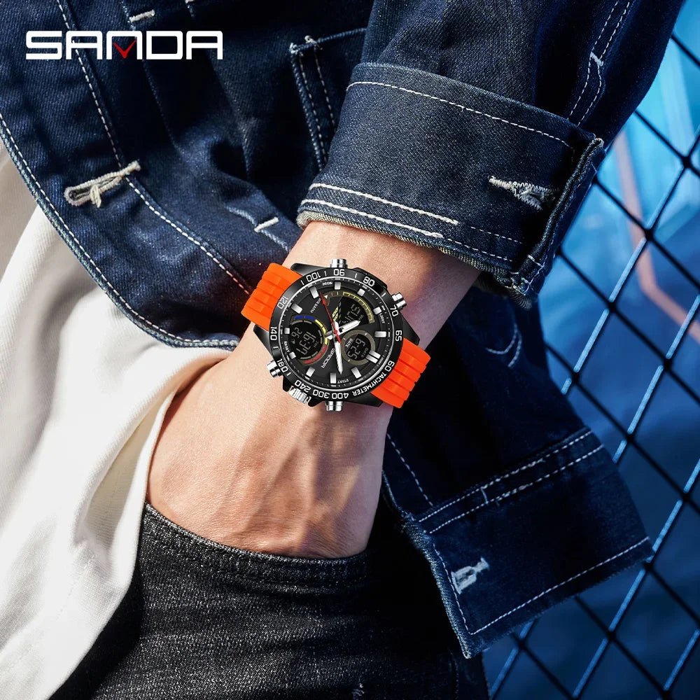 Electronic Cool Watch Waterproof Alarm Clock Multi functional Steel Band Men's Fashion Trend Watch - Checkouts USA