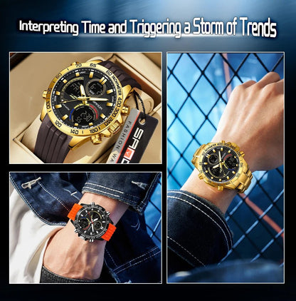 Electronic Cool Watch Waterproof Alarm Clock Multi functional Steel Band Men's Fashion Trend Watch - Checkouts USA