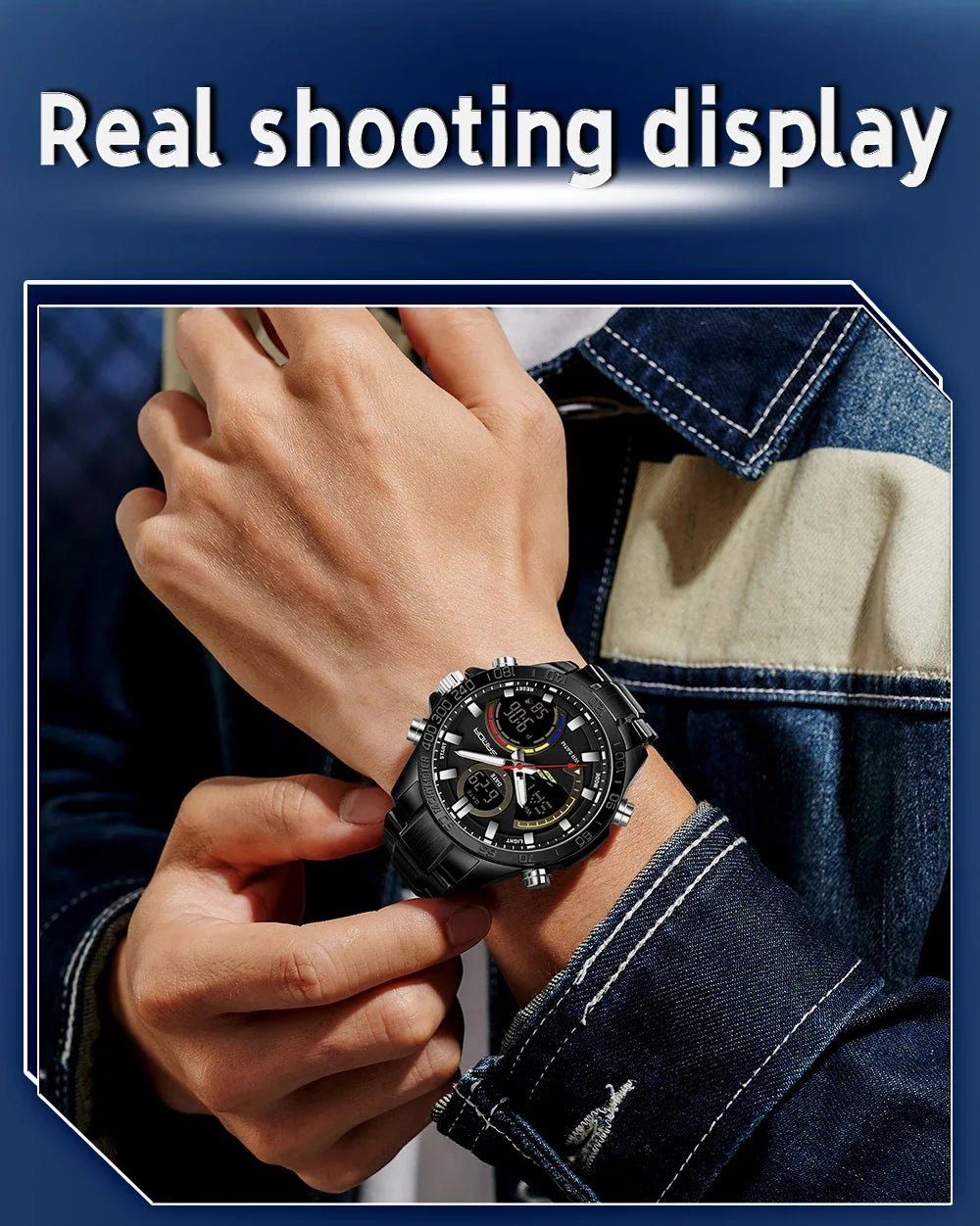 Electronic Cool Watch Waterproof Alarm Clock Multi functional Steel Band Men's Fashion Trend Watch - Checkouts USA