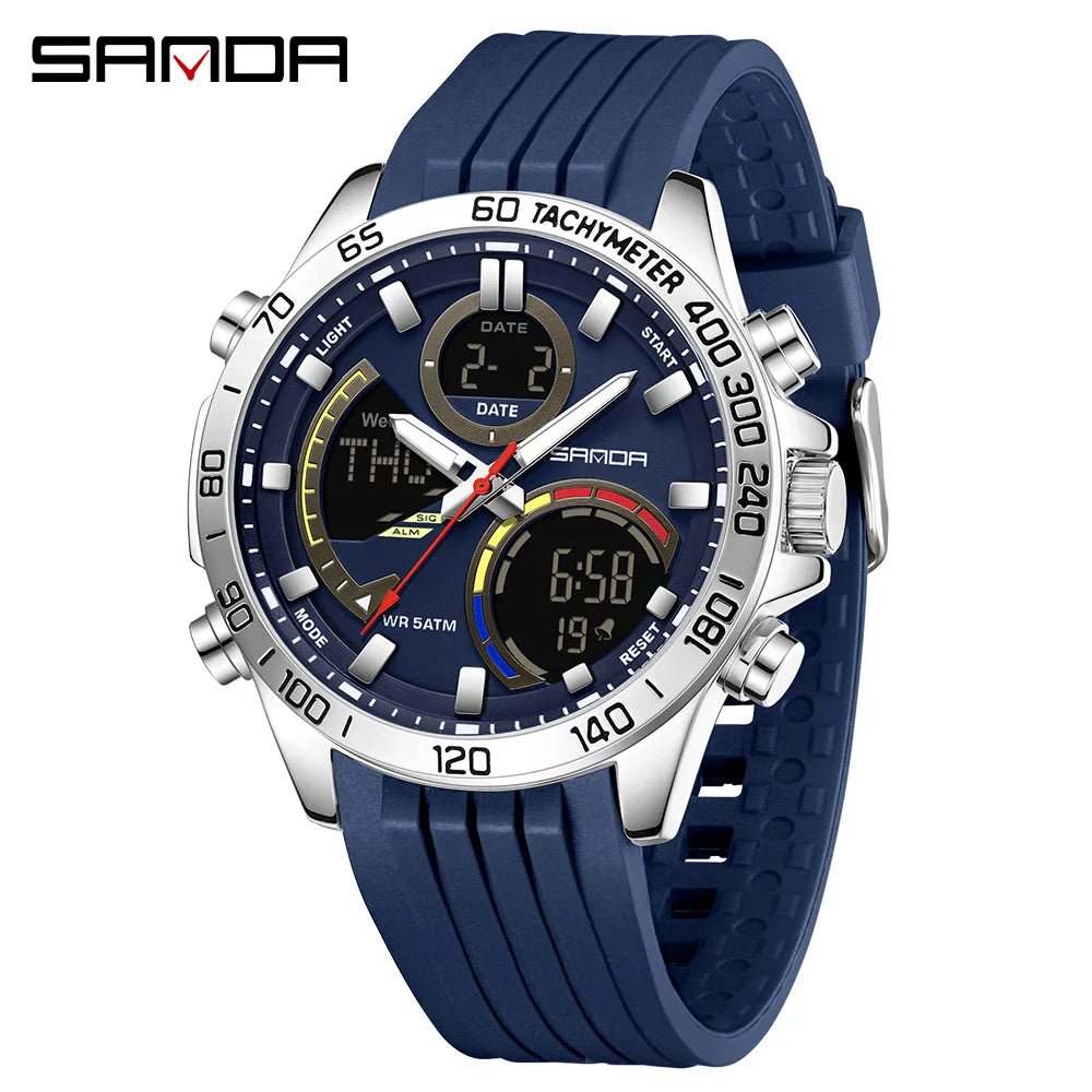 Electronic Cool Watch Waterproof Alarm Clock Multi functional Steel Band Men's Fashion Trend Watch - Checkouts USA