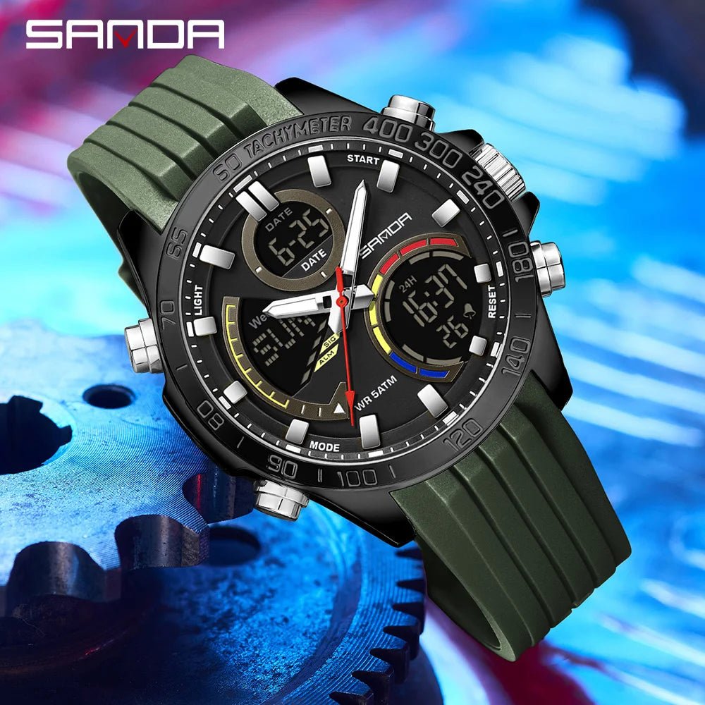 Electronic Cool Watch Waterproof Alarm Clock Multi functional Steel Band Men's Fashion Trend Watch - Checkouts USA