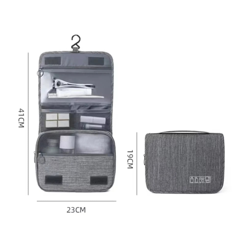 Fabric Men Portable Storage Bag Toiletries Organizer Women Cosmetic Bag Waterproof Hanging Travel Wash Pouch - Checkouts UK