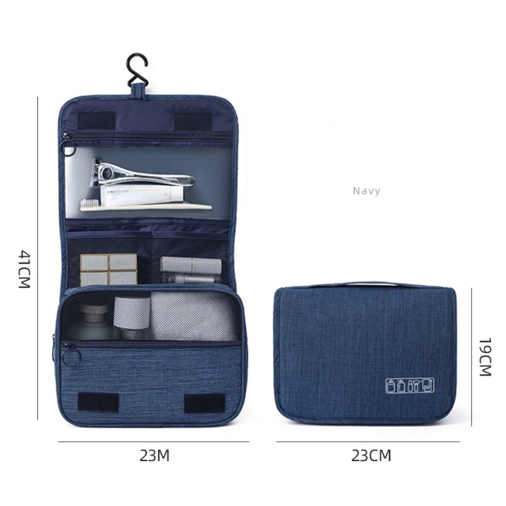 Fabric Men Portable Storage Bag Toiletries Organizer Women Cosmetic Bag Waterproof Hanging Travel Wash Pouch - Checkouts UK