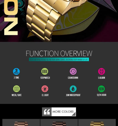 Fashion Back Light Digital Sports Watch Men Stainless Steel Strap Alarm Clock Countdown Glass Mirror Wristwatch Clock - Checkouts USA