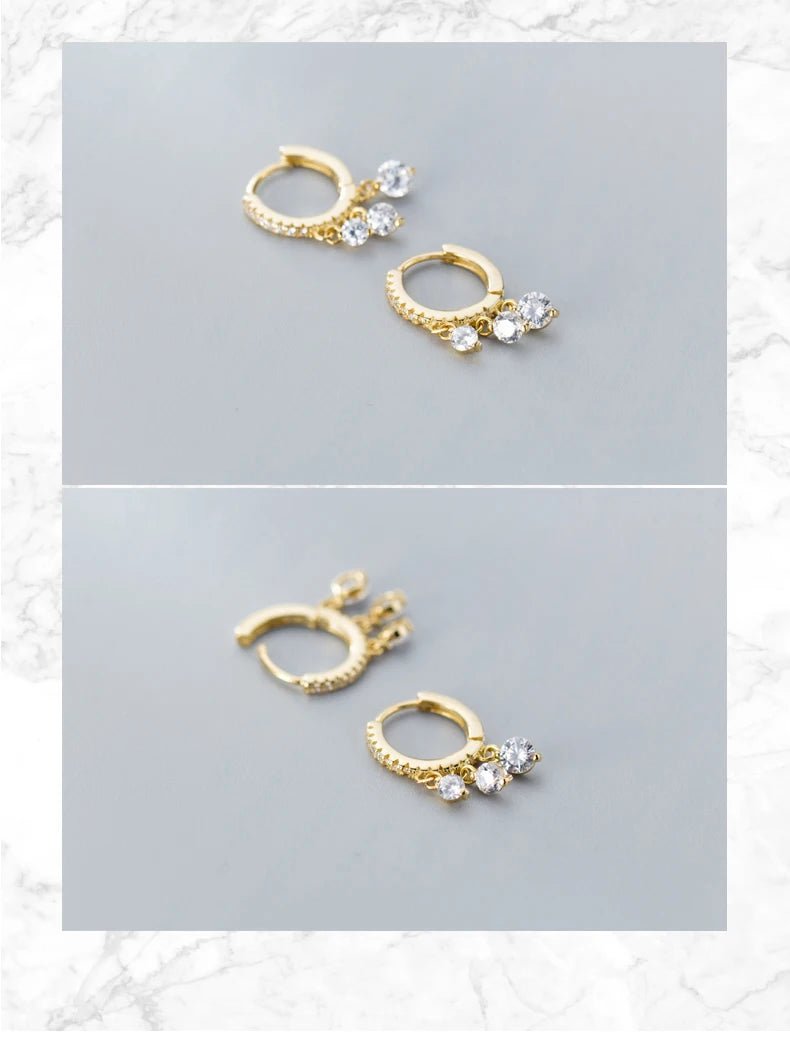 Fashion Luminous CZ Elegant Hoop Earring for Women Sterling Silver 925 Tassel Earring Korea Style Fine Jewelry Brincos - Checkouts USA