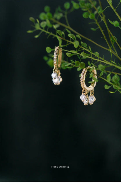 Fashion Luminous CZ Elegant Hoop Earring for Women Sterling Silver 925 Tassel Earring Korea Style Fine Jewelry Brincos - Checkouts USA