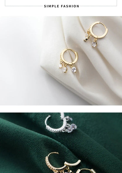 Fashion Luminous CZ Elegant Hoop Earring for Women Sterling Silver 925 Tassel Earring Korea Style Fine Jewelry Brincos - Checkouts USA