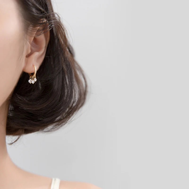 Fashion Luminous CZ Elegant Hoop Earring for Women Sterling Silver 925 Tassel Earring Korea Style Fine Jewelry Brincos - Checkouts USA