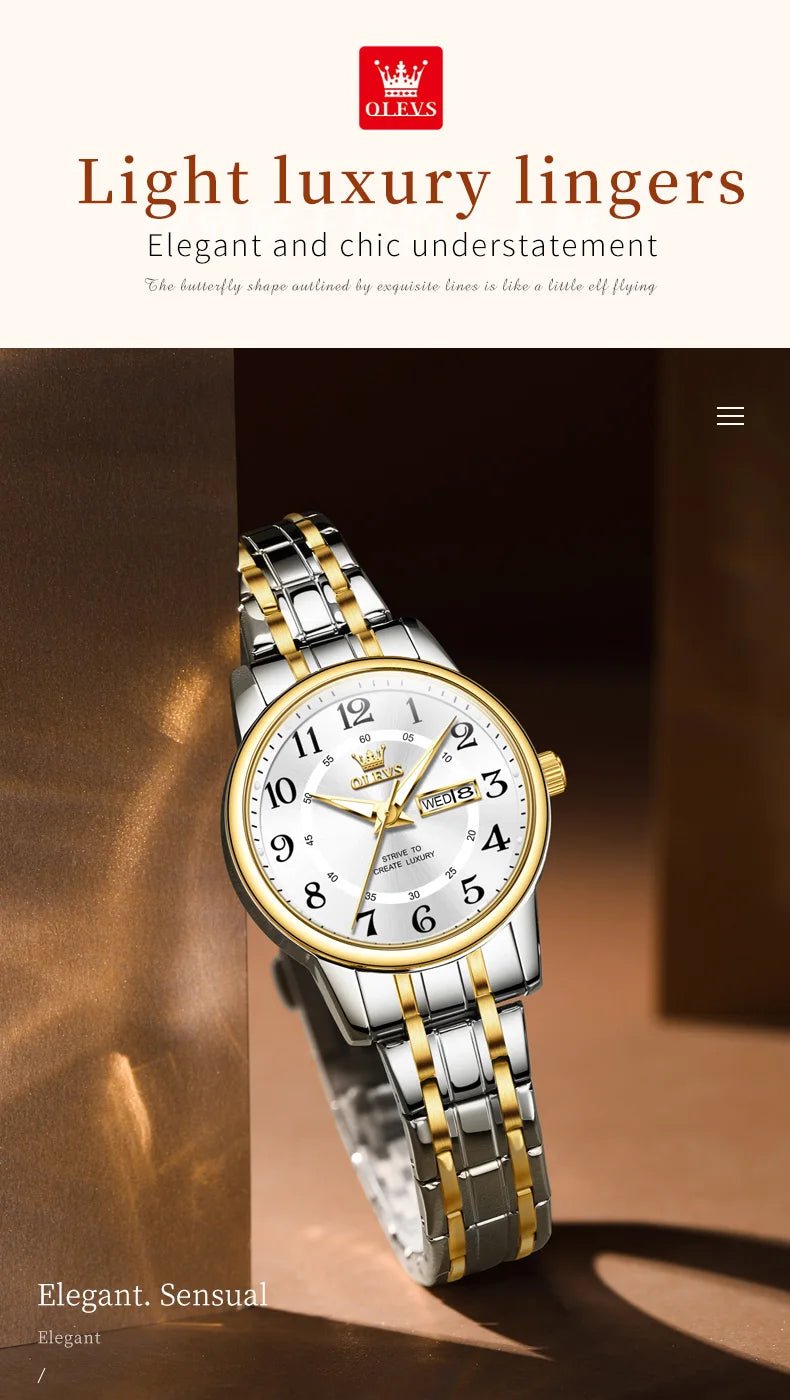 Fashion luxury women's watches trend brand 30m waterproof Arabic numeral scale quartz watch for women Original wristwatch - Checkouts USA