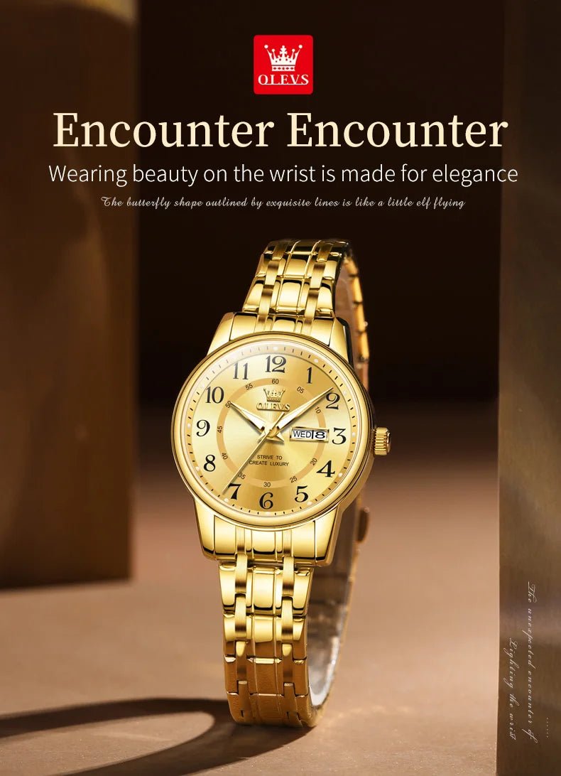 Fashion luxury women's watches trend brand 30m waterproof Arabic numeral scale quartz watch for women Original wristwatch - Checkouts USA