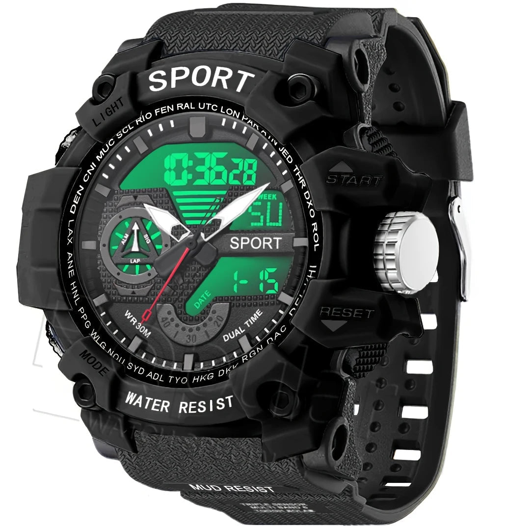 Fashion Sport Watches Men Shock Resistant Wristwatch LED Alarm Stopwatch Clock Military Men Watch - Checkouts USA