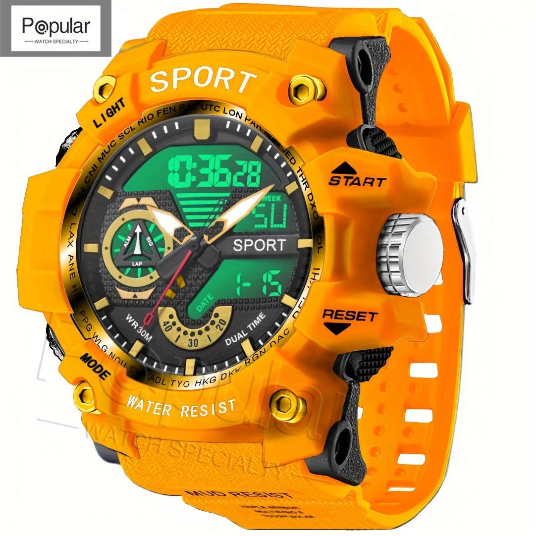 Fashion Sport Watches Men Shock Resistant Wristwatch LED Alarm Stopwatch Clock Military Men Watch - Checkouts USA