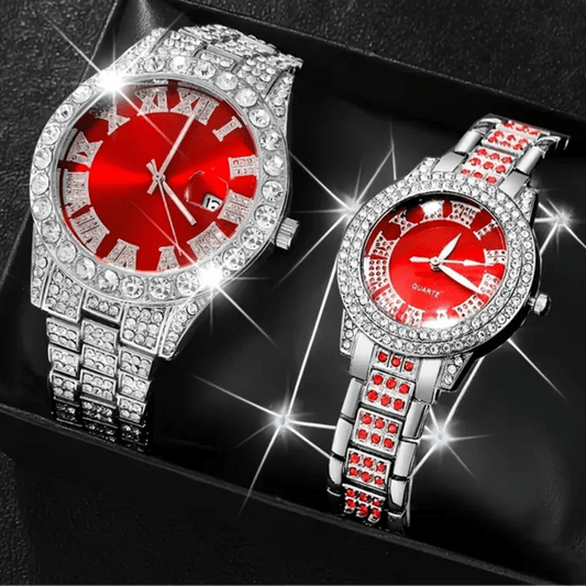 Fashionable couples quartz watch set, zinc alloy case, analog display, perfect gift for Valentine's Day, Easter and Eid - Checkouts USA