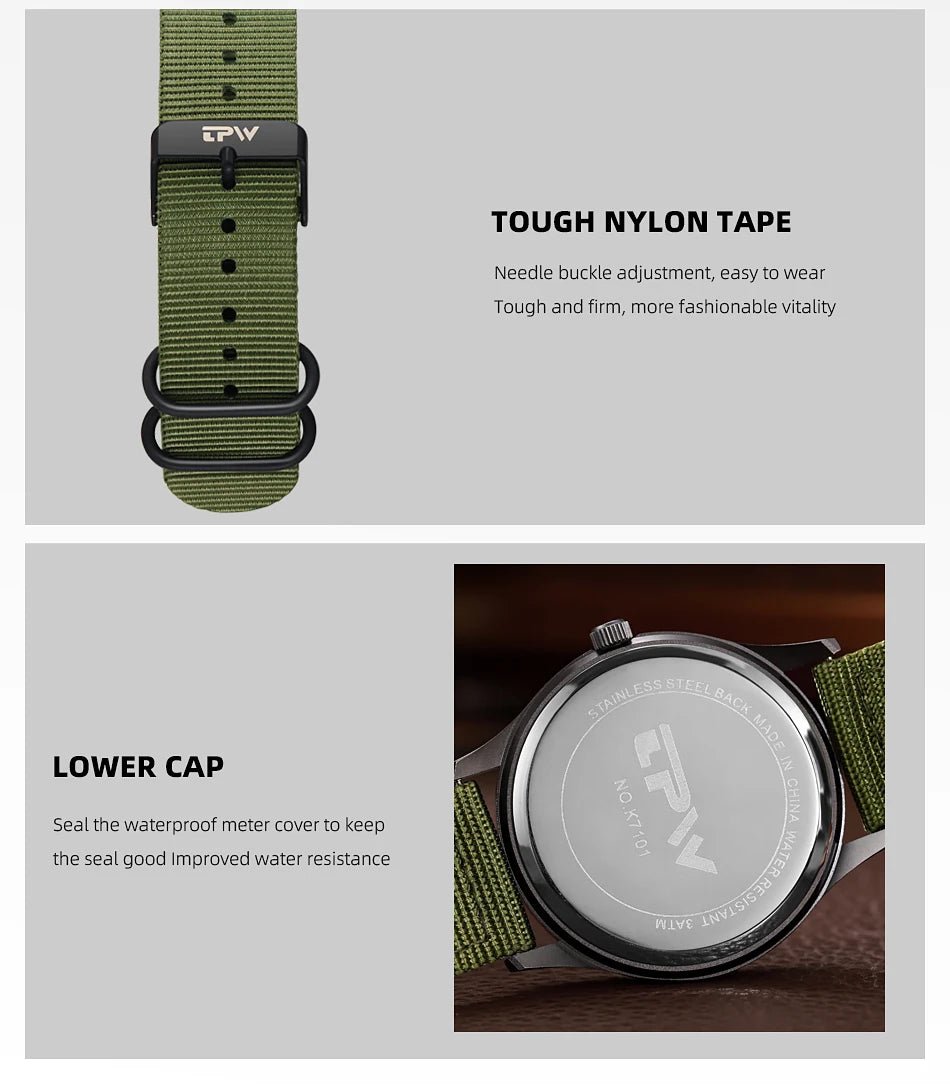 Field Watch Easy Reading Fabric Strap 24 Hours Display Quartz Movement - Checkouts USA