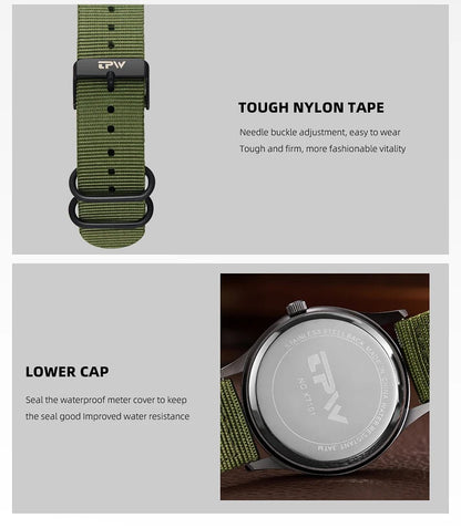 Field Watch Easy Reading Fabric Strap 24 Hours Display Quartz Movement - Checkouts USA