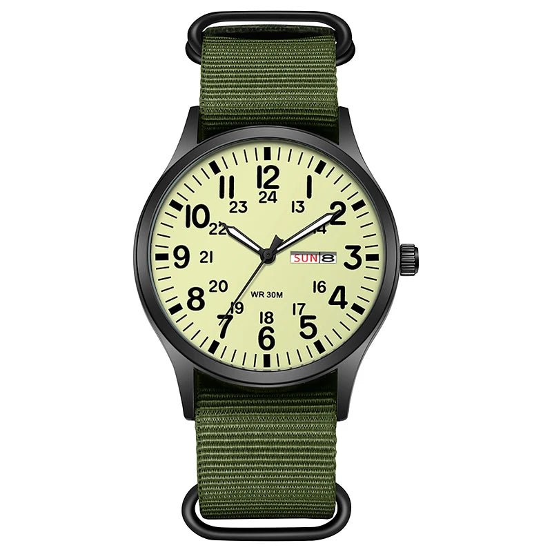 Field Watch Easy Reading Fabric Strap 24 Hours Display Quartz Movement - Checkouts USA