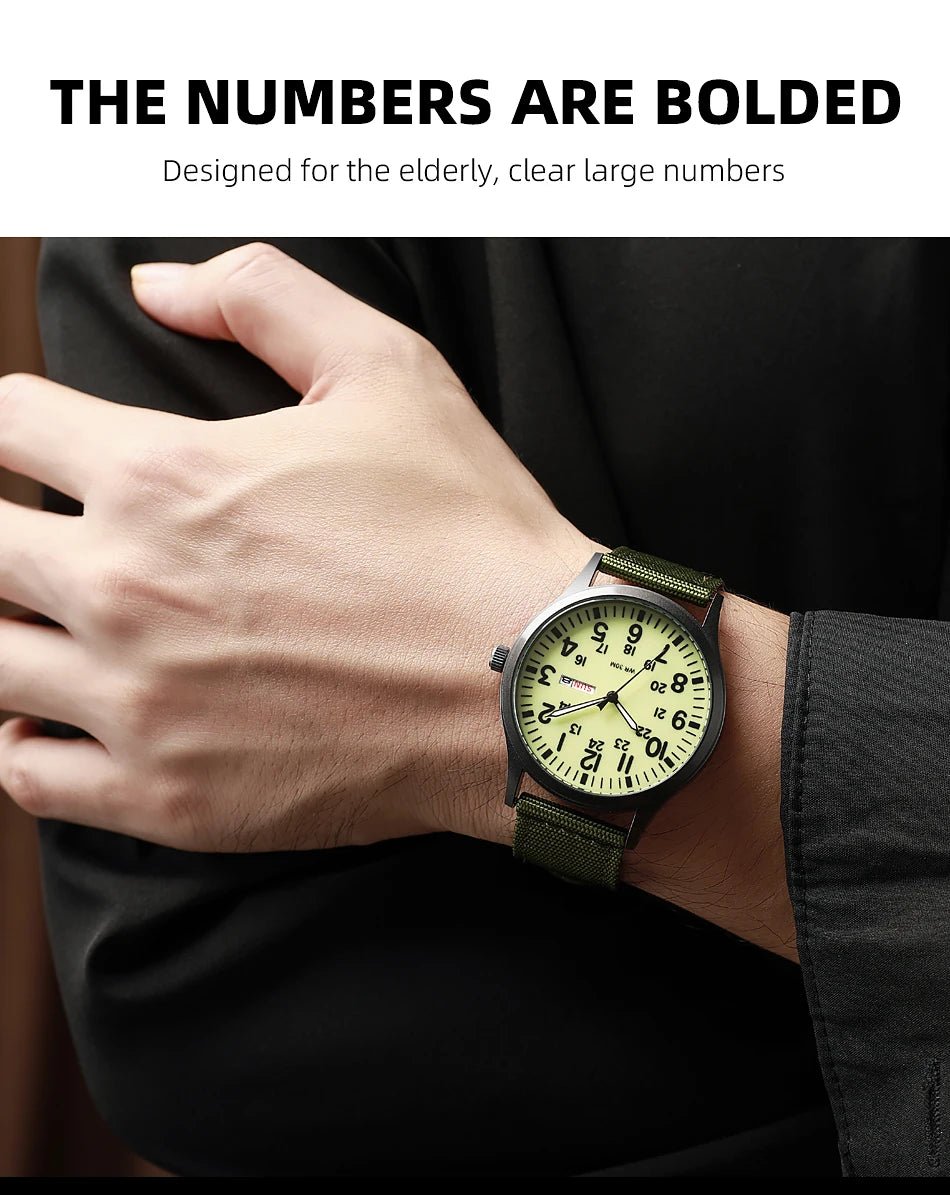 Field Watch Easy Reading Fabric Strap 24 Hours Display Quartz Movement - Checkouts USA