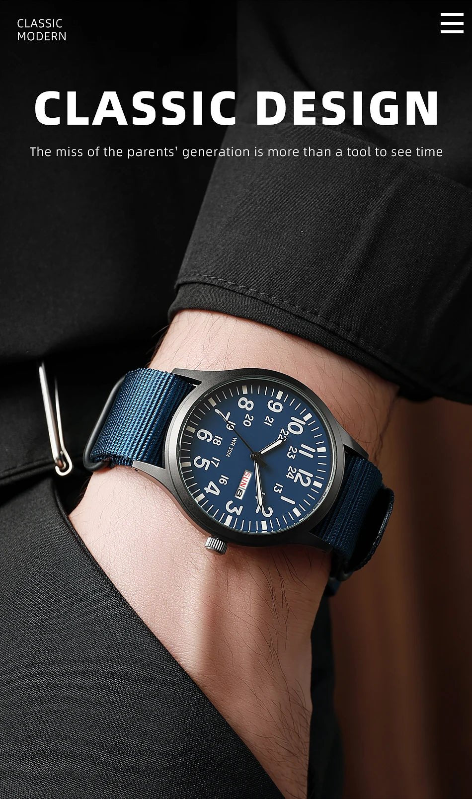 Field Watch Easy Reading Fabric Strap 24 Hours Display Quartz Movement - Checkouts USA